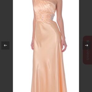 Cinderella Divine Long Dress Satin One Shoulder Rhinestone gold